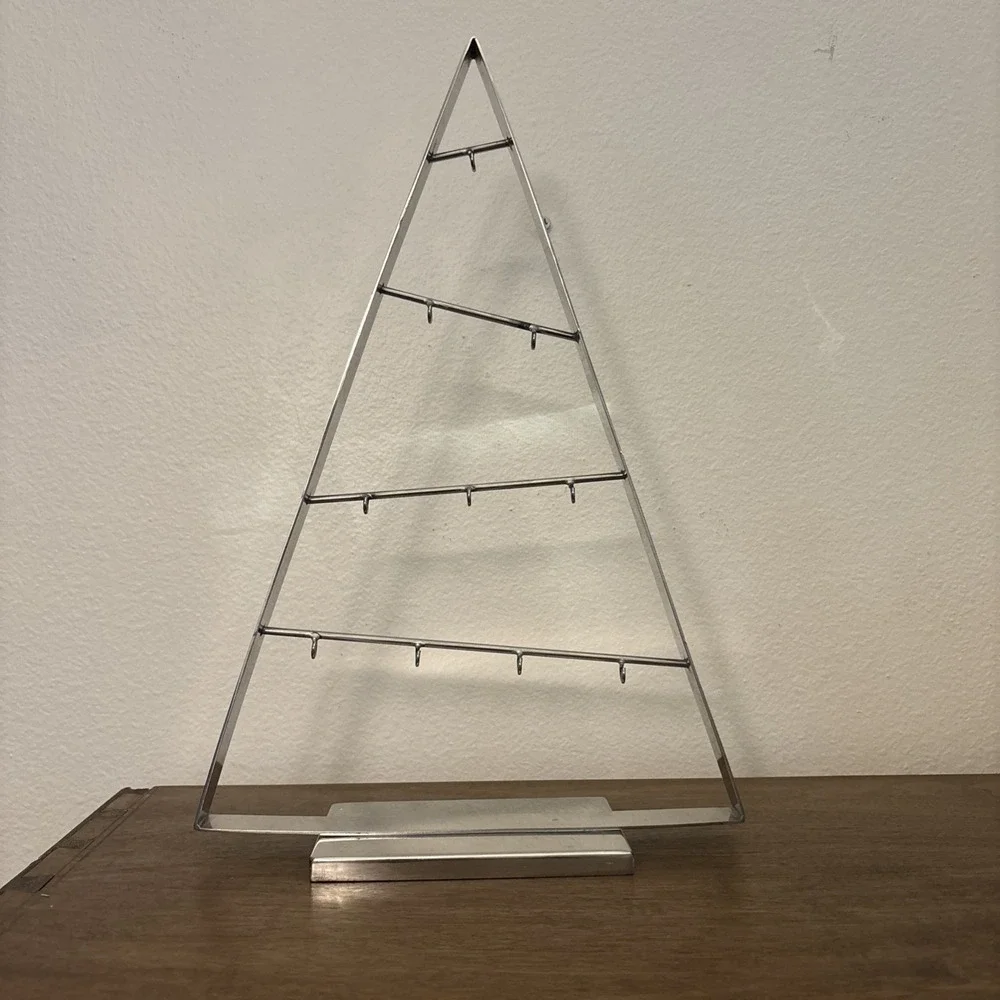 Crate & Barrel A Frame Ornament Metal Tree SILVER 16